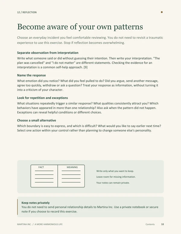 Preview of Become aware of your own patterns